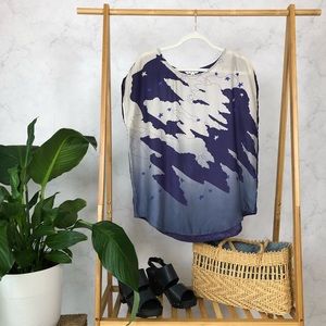 Cabi Celestial Silk Cloud Star Novelty Print Top